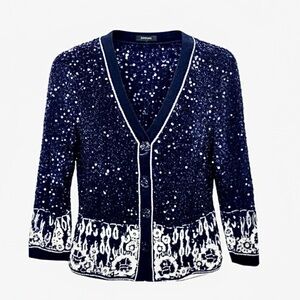 Escada Black Sequins Embellished Evening Suit Jacket Blazer 34 4